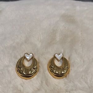 White Heart Hoop Earrings 💕